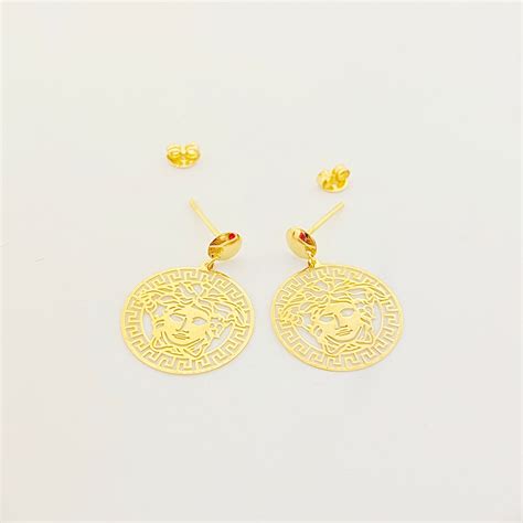 versace heart earrings|real gold Versace earrings.